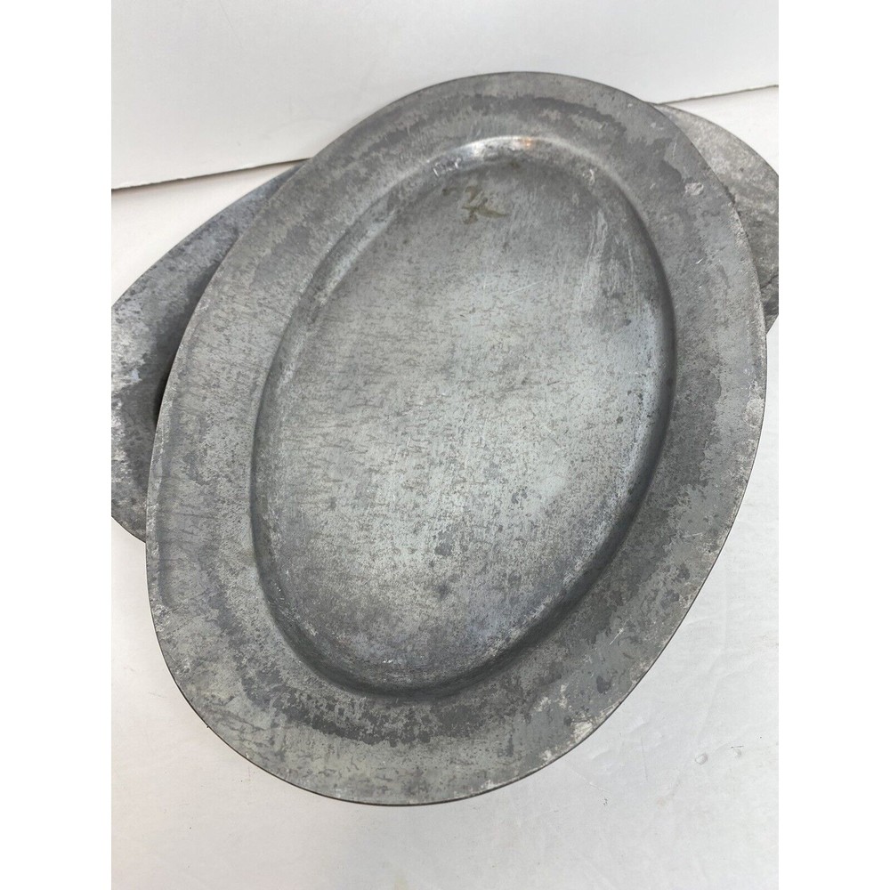 Vintage Japan Aluminum Metal Oval Pebbled Serving Tray Plate Platter 12” X 8”,